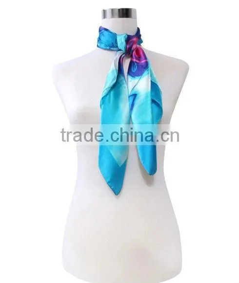 Fashion Printed Silk Square Foulard or Silk Foulard or Silk Scarf