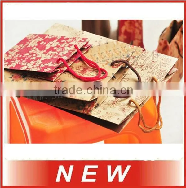 kraft paper bag,gift bag,packing bag,flower print,there size