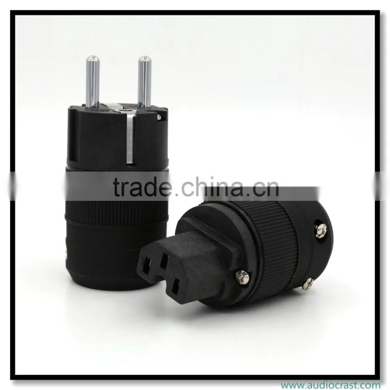 OEM/ODM Rhodium Plated Pure Copper Schuko Euro Power Plug Connector+Power IEC Connector Plug Audio