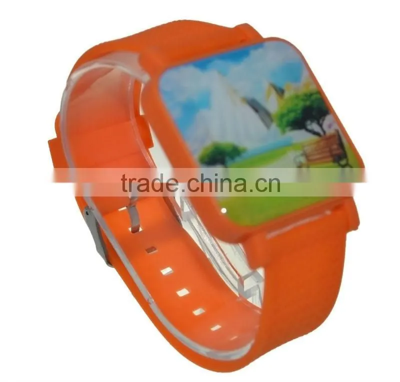square led silicone watch print picture water resistant led digital watch in china factory