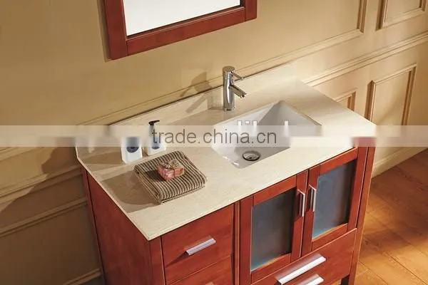 Double Sinks Brown color Bathroom Cabinet Oak Wood Vanity New design Bathroom cabinet No.1005B
