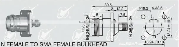N female to SMA female 4 hole flange mount adapter connector 50ohm