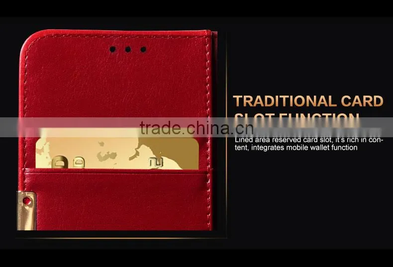 Real cow leather Magnetic flip wallet case for HTC ONE M9