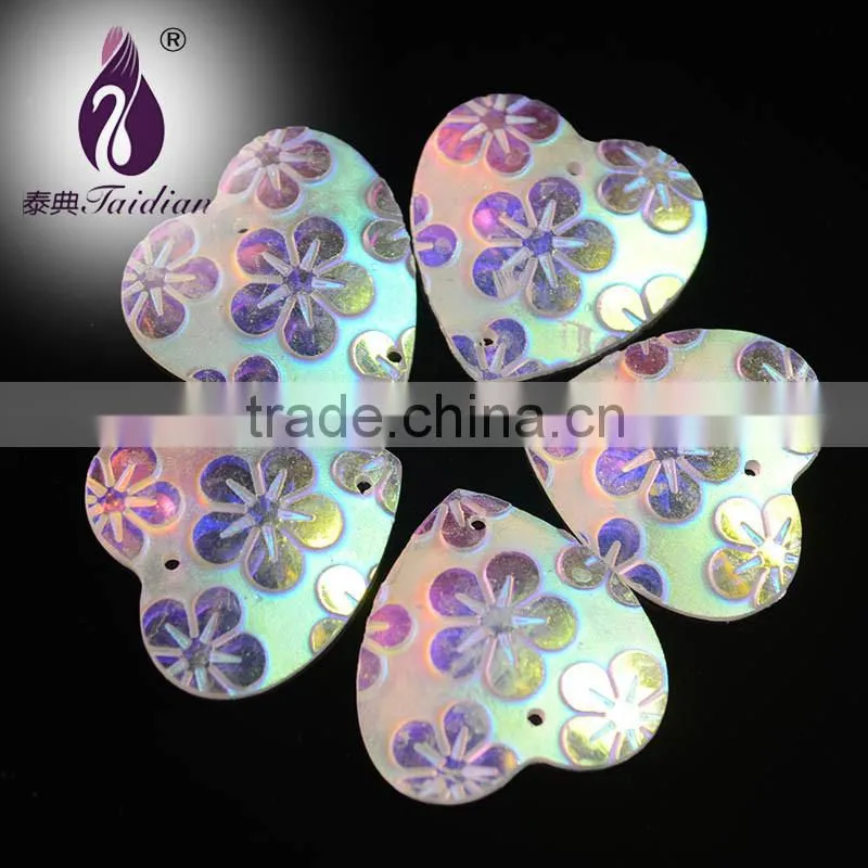 Jewelry Gemstone Beads ,20mm Sew On Rhinestone Heart Shape Rhinestone