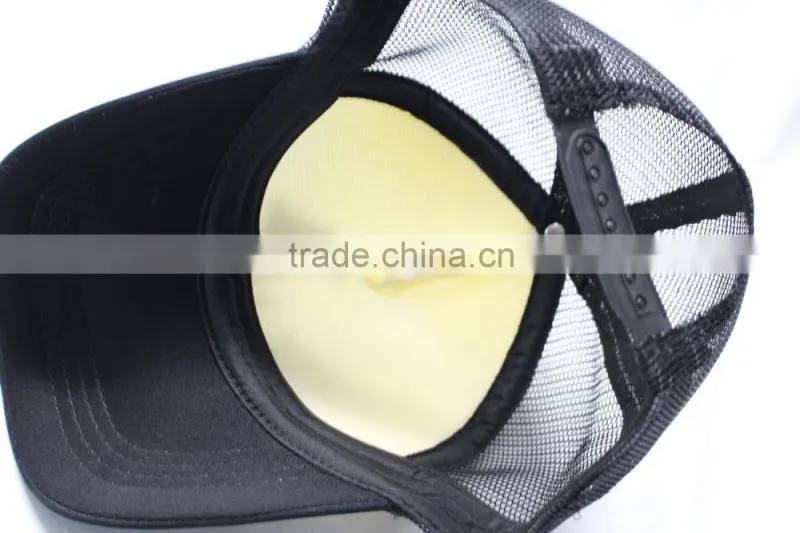 Custom printed logo black and white trucker mesh cap for promotional