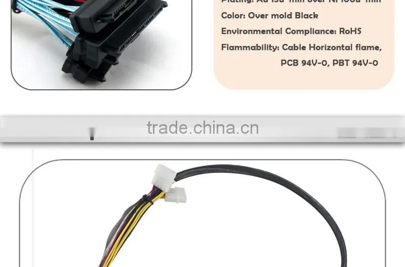 1 Meter Internal Mini SAS HD SFF-8643 to 4 x 29-Pin SAS SFF-8482 Cable