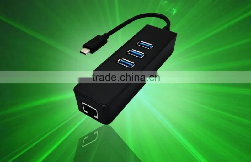 USB3.1/Type-C to USB3.0 Adapter Connector Hub 2pcs/lot 3 * USB3.0 Ports and1* lan port for Macbook Chromebook