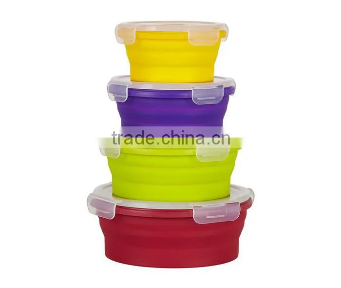 Silicone Collapsible Food Storage Containers,Multicolour 4 Pack Silicone Collapsible Food Storage Containers Medium Circular