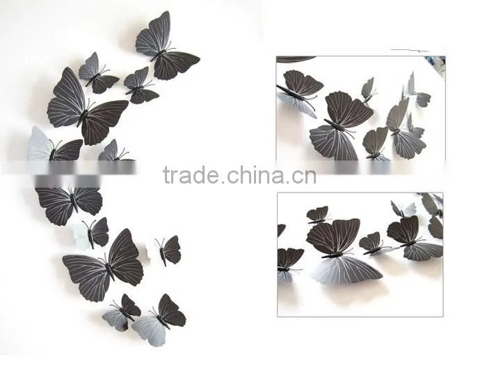 12Pcs 3D Butterfly Sticker Art Design Decal Wall Home Decor Room Decoration