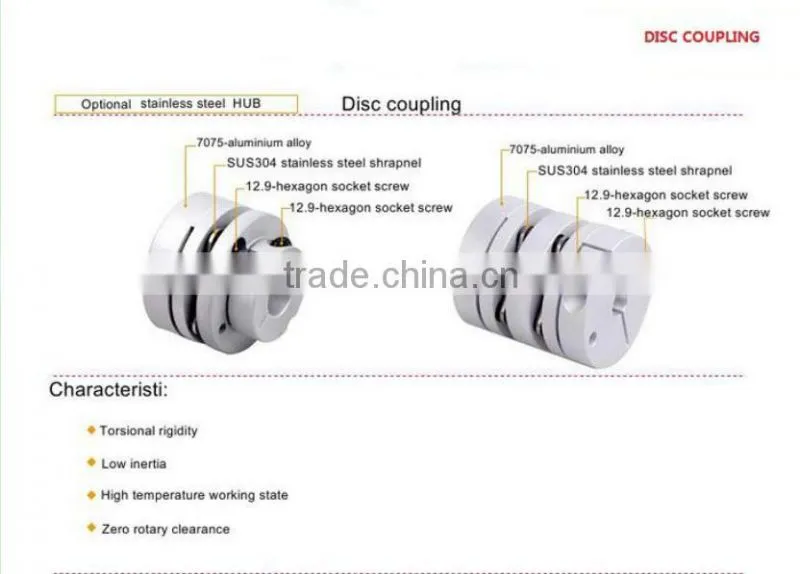 Gear Motor and Ballscrew Shaft Double Disc Couplings With Clamps 12 to 15 mm OD 44x50mm