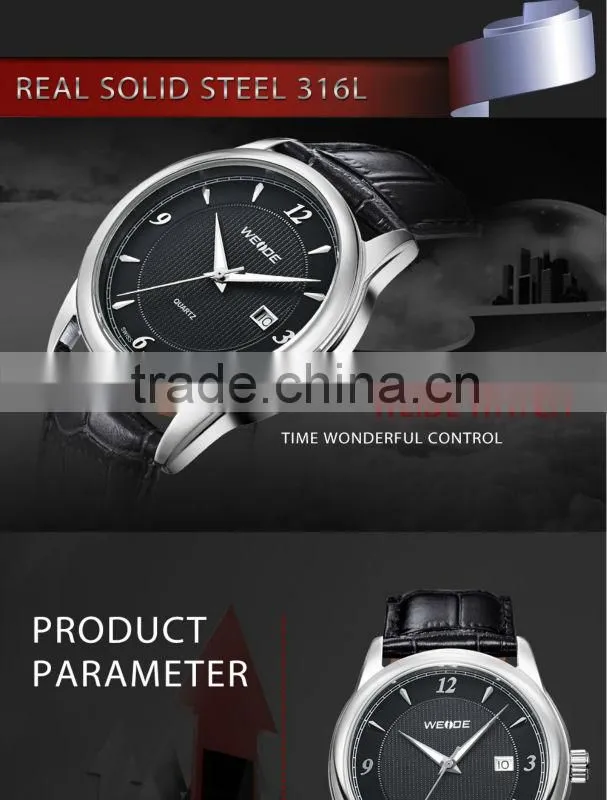 WEIDE Top Sale Famous Brand Men Watch Genuine Leather Strap Watches Waterproof Relogio Dress Men's Wrist Watches Casual WH93011