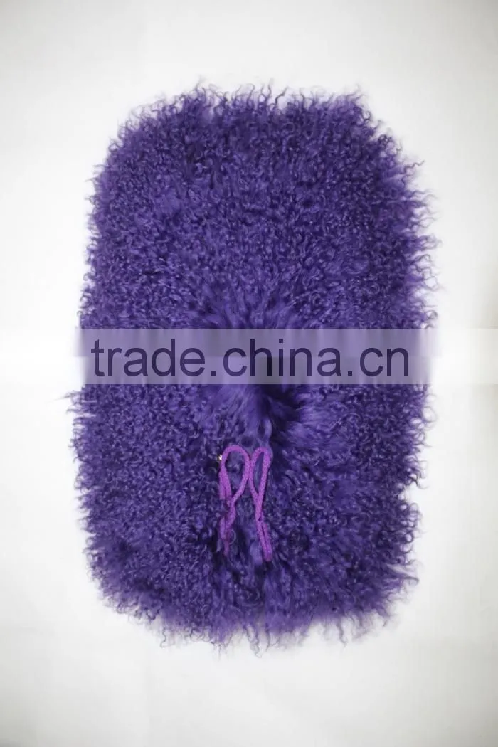 Purple Designer Style Real Mongolian Lamb Fur Leg Warmers