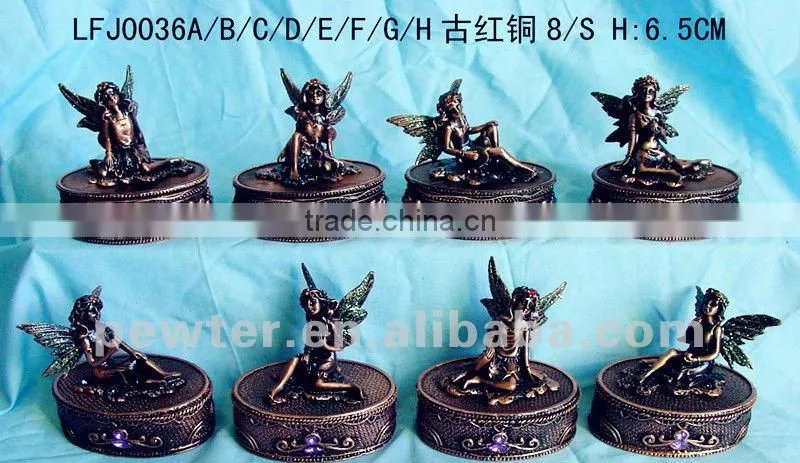 Free design vintage fairy metal jewerly boxLFJ0036