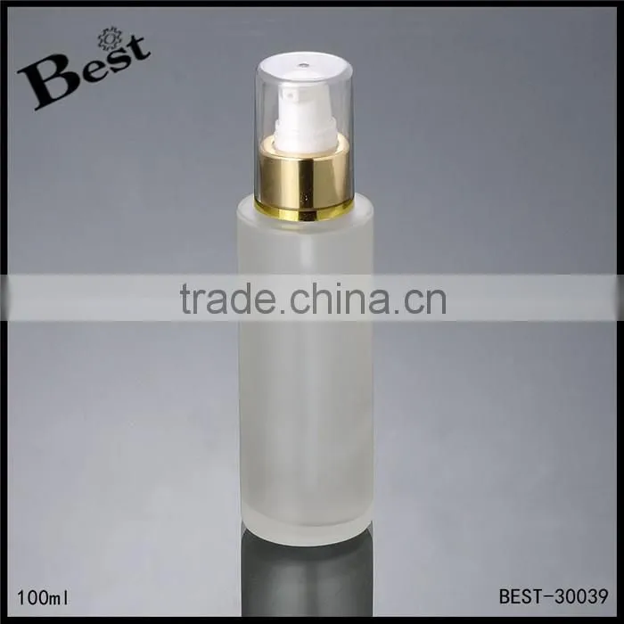 china supplier 100ml frosted glass bottle pump glass bottle for cosmetic