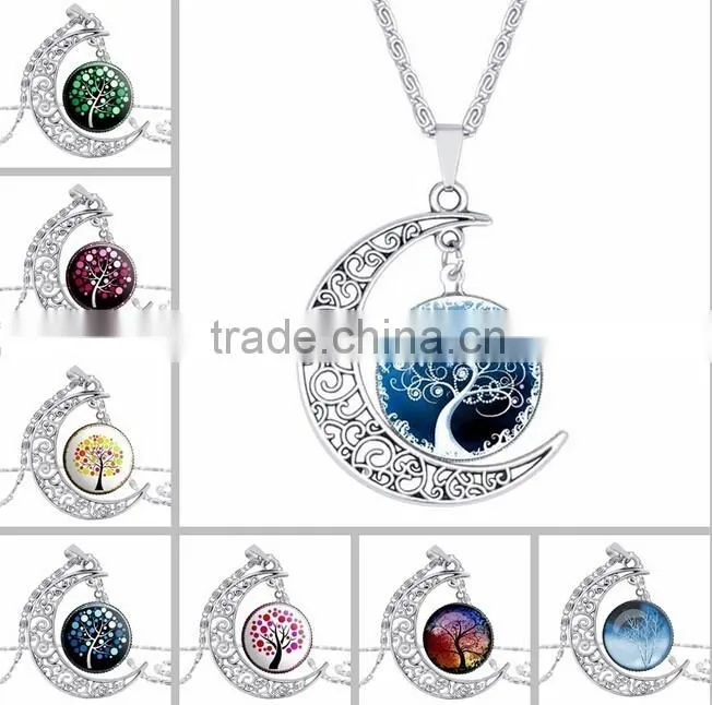 Womens 2016 YIWU IN STOCK Fashion Silver Plated Girlfriend Jewelry Charm Heart Crystal Pendant Chain Necklace