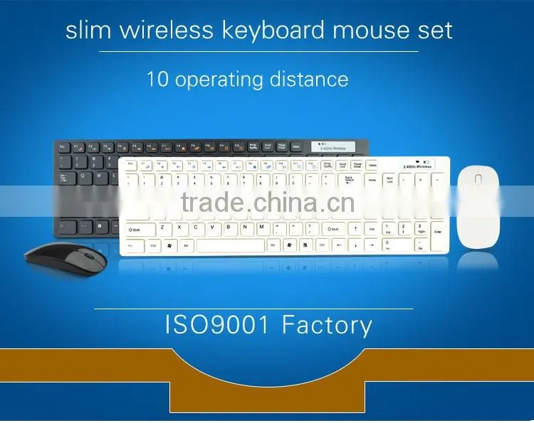 Slim usb ergonomics standard wireless keyboard mouse set for PC