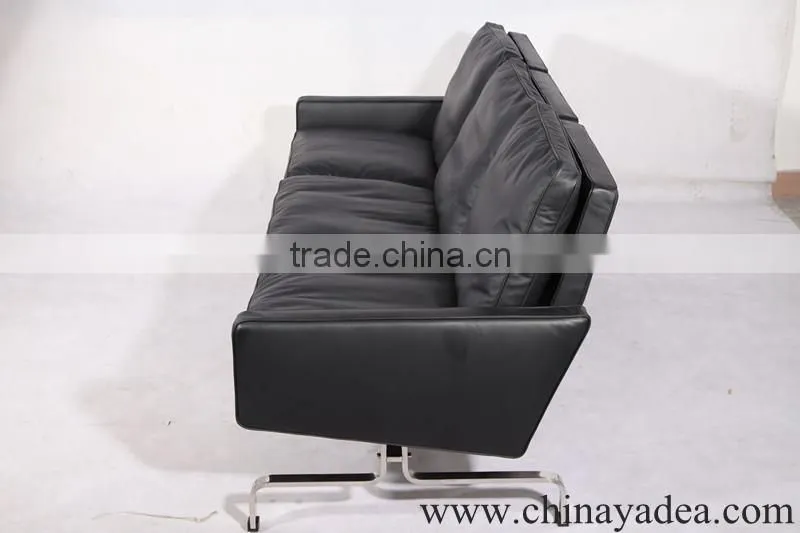 3 seater black leather sofa PK31