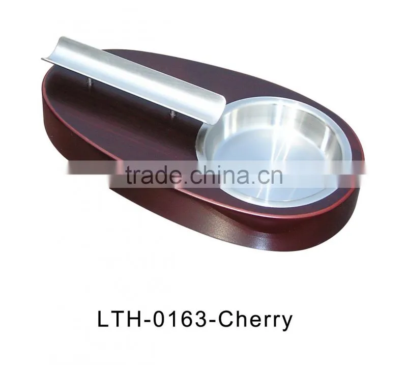Cherry finish stainless steel cigar ashtray