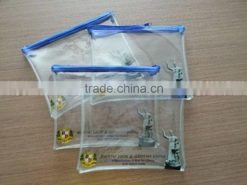PVC clear zipper bag with client's logo printing
