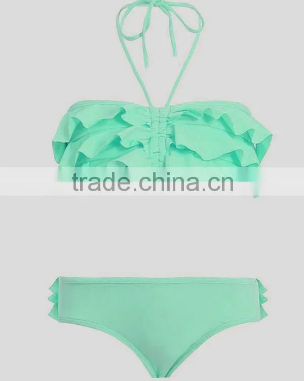 Latest fashion ruffles sexy kids bikini with various colours