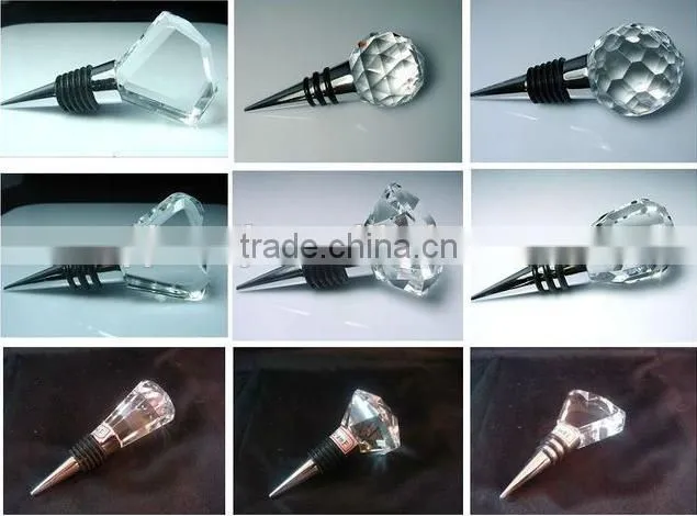 Personlized clear crystal wine bottle stopper for wedding decoration