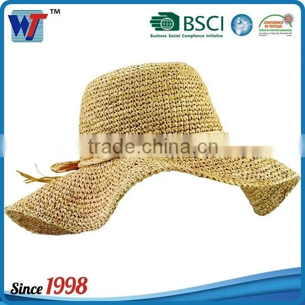 Fashion Ladies Wide Brim Beach Hat Wholesale Paper Straw Sun hats