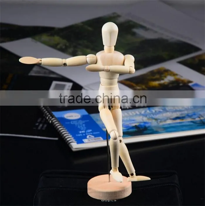 wholesale 4.5' small wooden doll,special wooden decoration doll,adjustable wooden joint doll