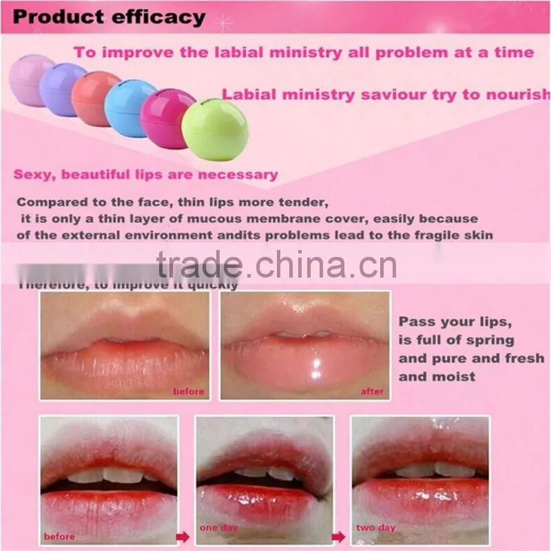 Romatic bear 6colors Natural Plant Organic Lip Balm Ball Lipstick 24pcs/set Favours Of Fruits