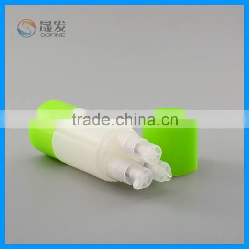 Three tube cosmetic lotion pump bottle