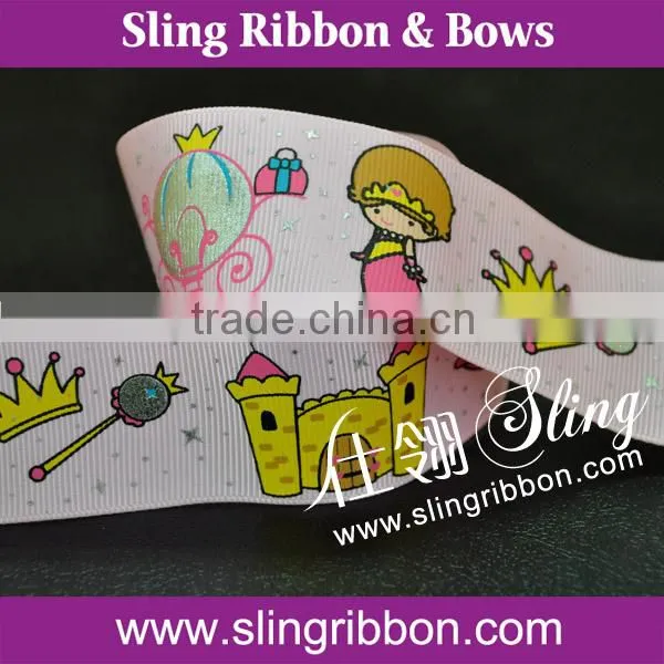 Promotion new wholesale 100% polyester grosgrain printed Princess Ribbon