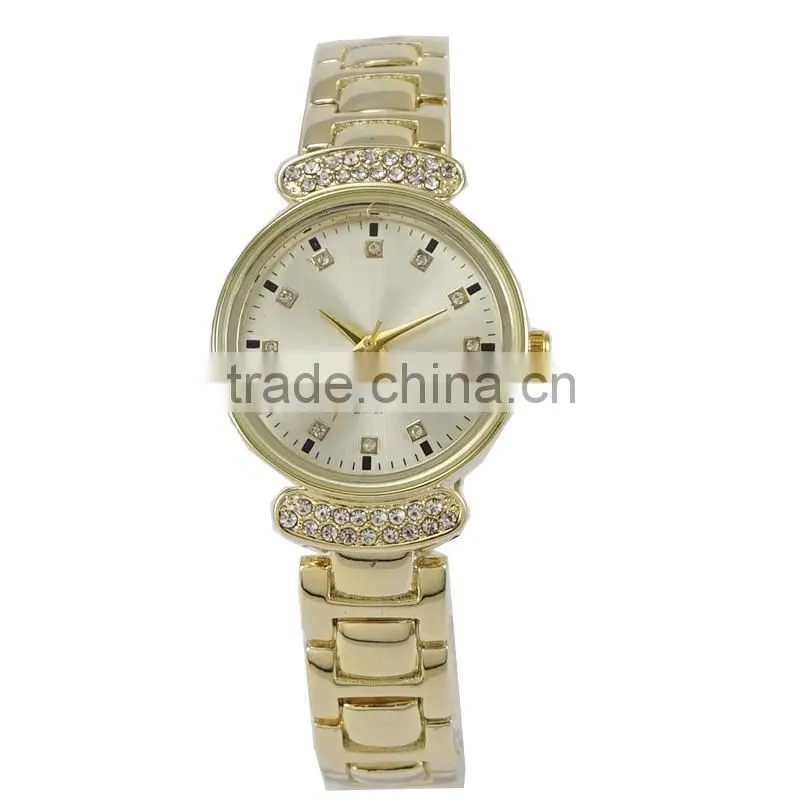 Hot! gold plated alloy diamond fashion lady watch high brighness wrist watch watch custom logo