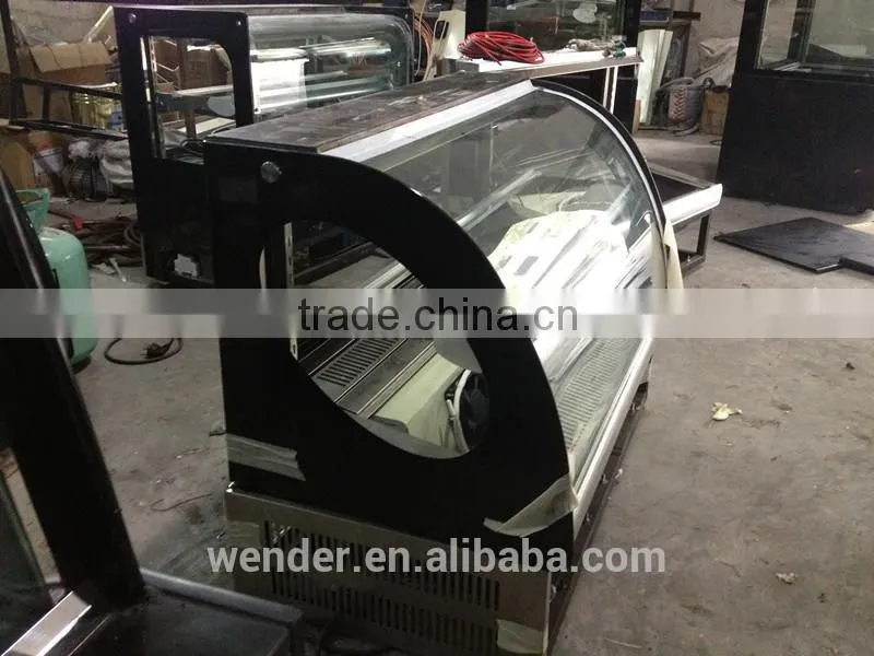 1.2Meter arc style golden frame commercial cake display cooler