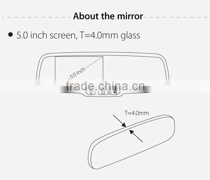 5 Inch Android gps navigation rearview mirror gps wireless camera