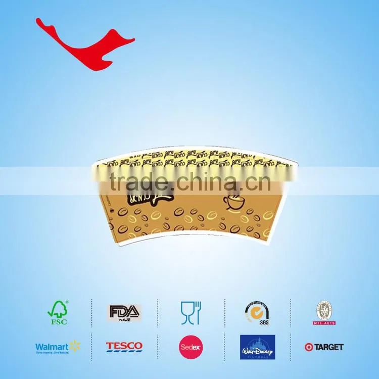 PE coated Disposable paper cup fan/piece for coffee