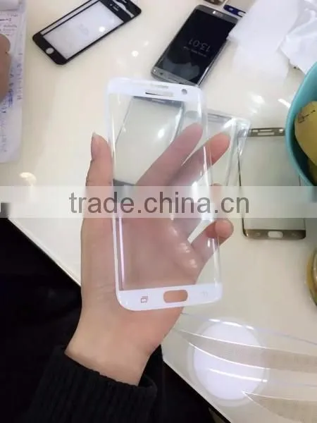 2016 High Quality Full Cover White Color Shock proof Tempered Glass Screen Protector Film for Samsung Galaxy S7