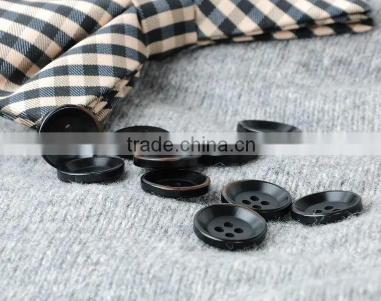 Dye Black 32L 24L Burnt Fancy Natural Corozo Nut Men's Suit Button in 4 Holes