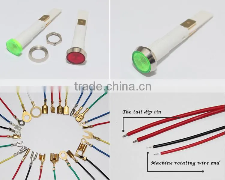 2015 hot sales high light plastic 10mm red led indicator light panel mount 24v