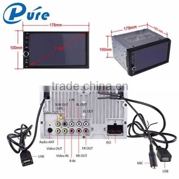 Newest 2 din car dvd player 7 inch RK3188 1.6GHz bluetooth player android 5.1.1 car stereo radio gps