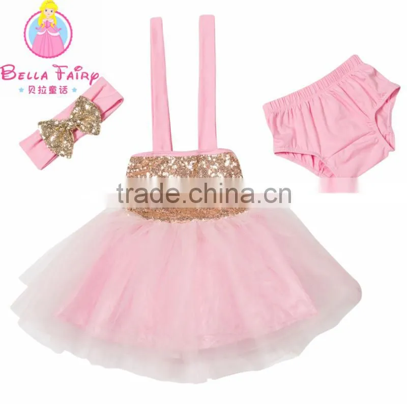 Red sequin girls summer party dress baby fashion clothes designer one piece party dresses
