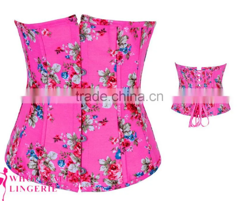 2015 newest cheap print flower waist training corsets for women