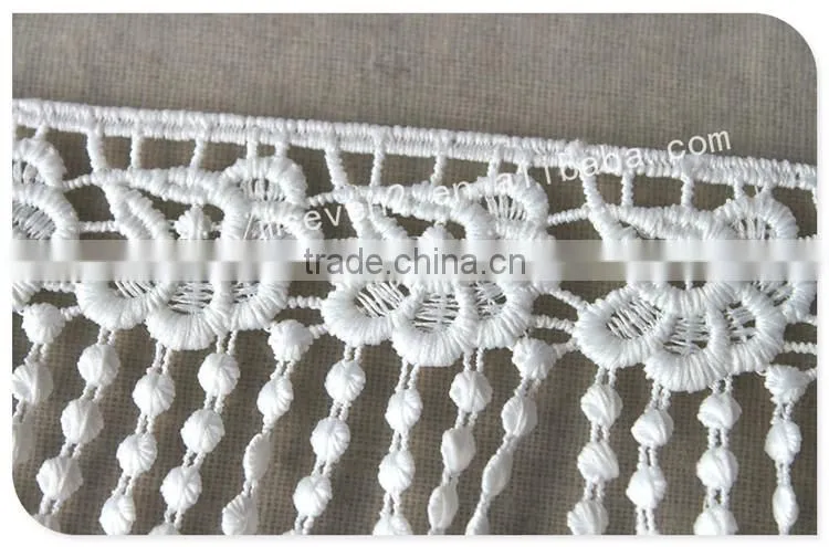 Beautiful design 9cm width polyetser crochet tassel fringe for dresses wholesale