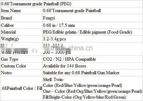 2016 hot sale training grade 0.68 paintball with best price