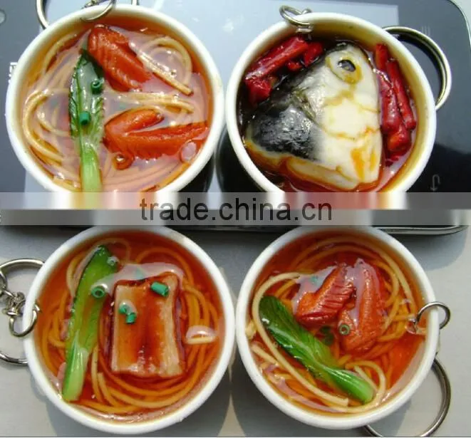 Chinese Fake Food In Mini Bowl Model For Fashion Decoration Of Artificial Fish Straps Decoration Display-Yiwu Sanqi Crafts