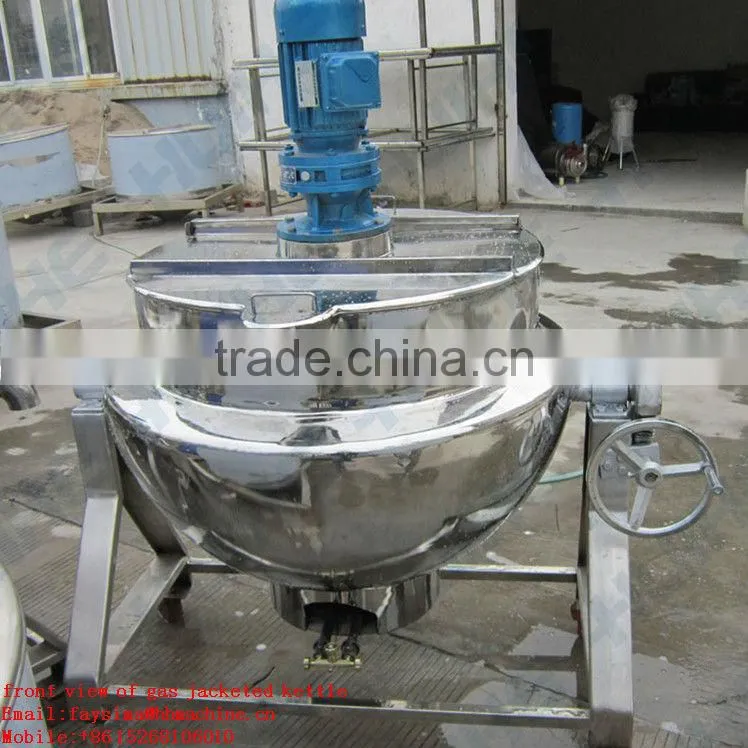 300Lcooking meat pork tiling double Gas Heating Jacketed Kettle with agitator made in chine save energy