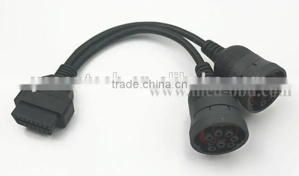 Deutsch splitter Y cable , OBD2 16pin Female to 2pcs J1939 9pin connector
