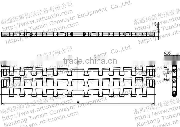 7956 Radius Flat Top Plastic Conveyor Belt