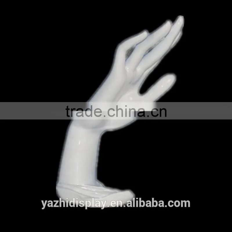White Glossy Female Hand Mannequin for Finger Rings and jewelry Display