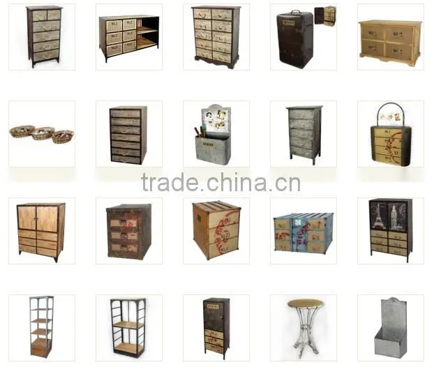 Storage cabinet with metal and wood material