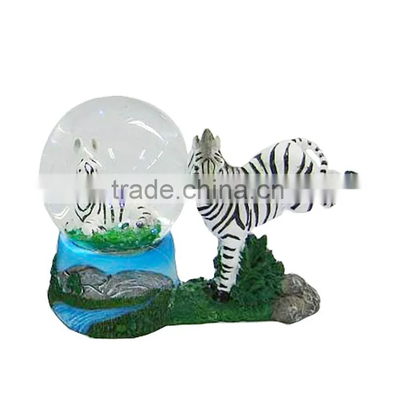 polyresin souvenir water globe with zebra