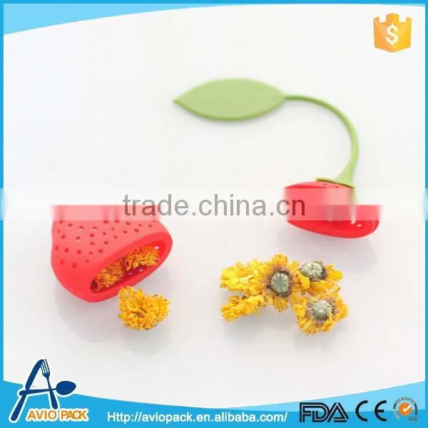 Non-toxic silicone tea infuser in strawberry shape
